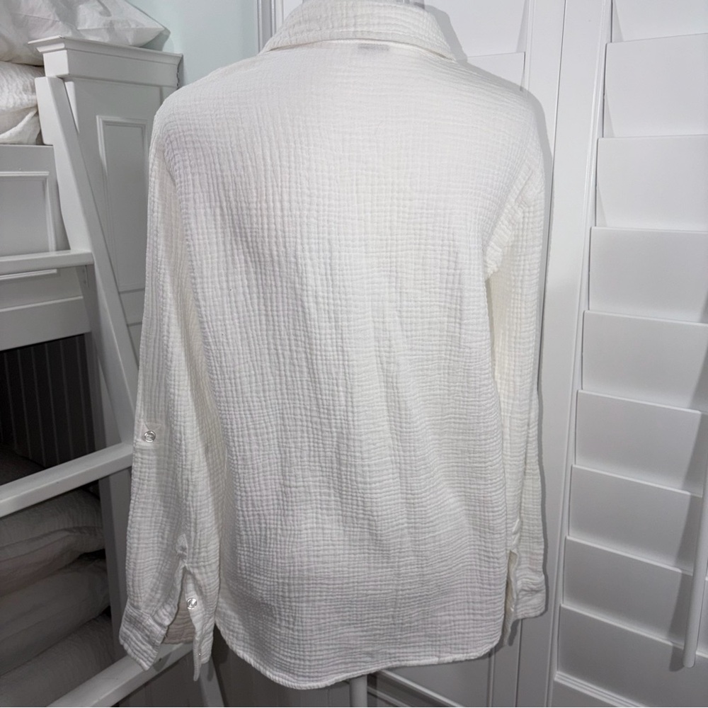 Sanctuary White Gauze Button Down Shirt (XS) - Picture 6 of 9